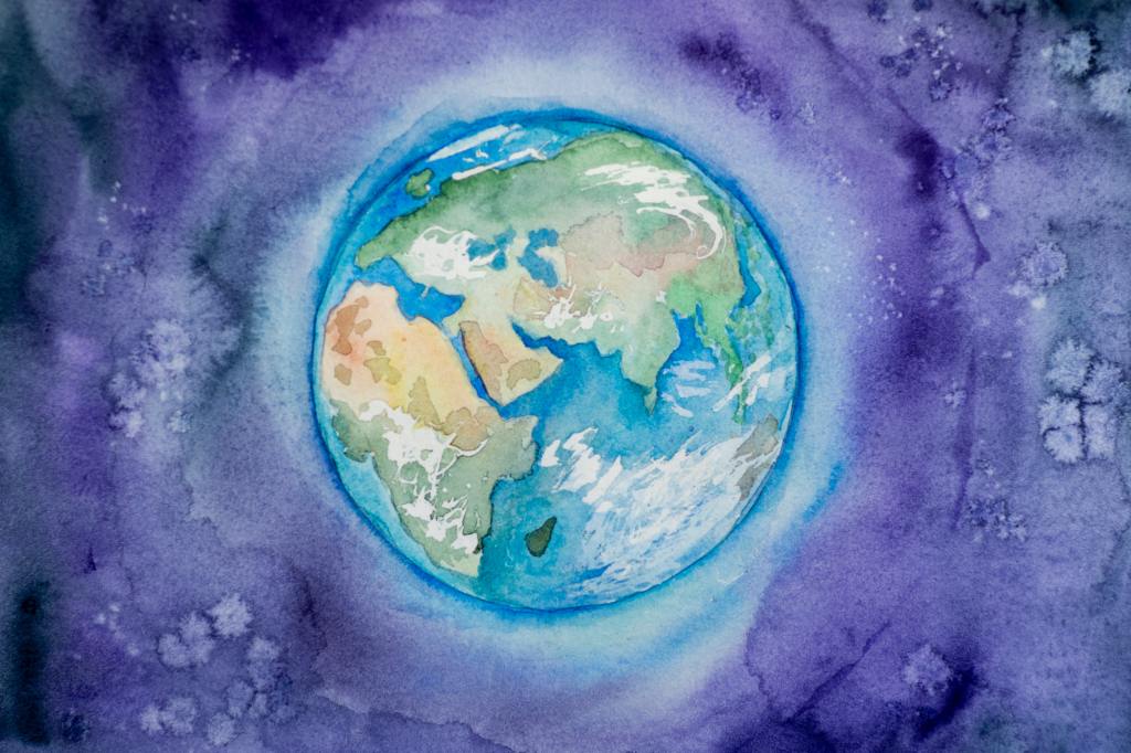 Watercolor of earth from photographer Elena Mozhvilo